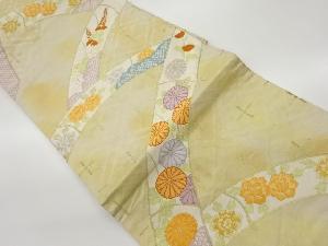 リサイクル　竹に草花模様織出し袋帯